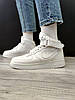 Чоловічі та жіночі зимові кросівки Nike Air Force Winter 1 White High Найк Аір Форс 1 білі шкіра з хутром, фото 8