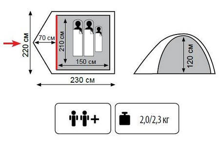 Легка річна намет з одним входом і маленьким тамбуром Totem Tepee TEPE 2+1, фото 3