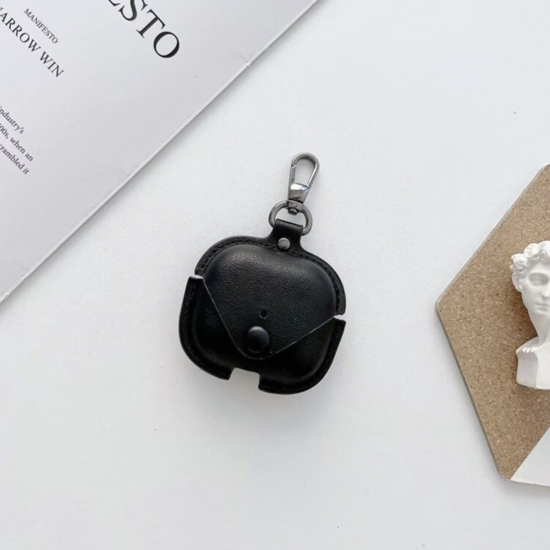 Чохол на навушники AirPods Pro зі шкіри Бізнес Lolifo з карабіном чорний, фото 1
