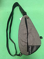 Мужская сумка через плечо серая - размер сумки 35*19см, 2 кармана спереди и 2 кармашки с правого боку