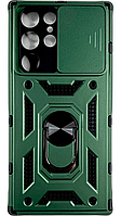 PC + TPU чохол Camshield armor для Samsung Galaxy S22 Ultra (на самсунг із22 ультра) зелений
