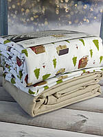 Зимний комплект постельного белья полуторный размер из фланели ТМ Cotton Collection Сabin in the Wood