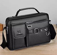Сумка кросс-боди мужская сумка из экокожи, черная, сумка портфель на плече в деловом стиле, р. 28,5*19*5,5 см