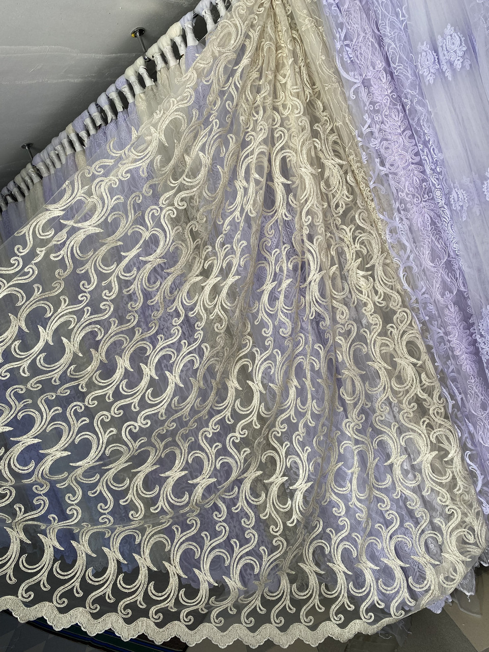 Тюль фатинова корд заввишки 2,8 м. кремова