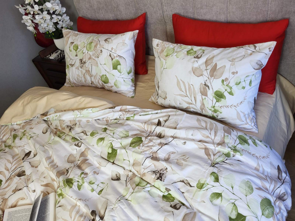 Комплект CAMILLA/бежевий пісок фланель Комфорт текстиль Полуторний на резинці, фото 1