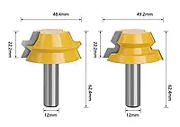 Комплект фрез 9414 по дереву для углового сращивания пара 2 штуки (бочковые фальшбрус) - хвостовик 12мм