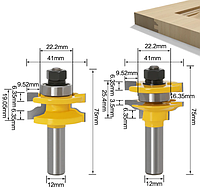 Комплект фрез 9154 для дерева рамкові фігурні хвостовик 12 мм (для обв'язування рамок) пара 2 штуки