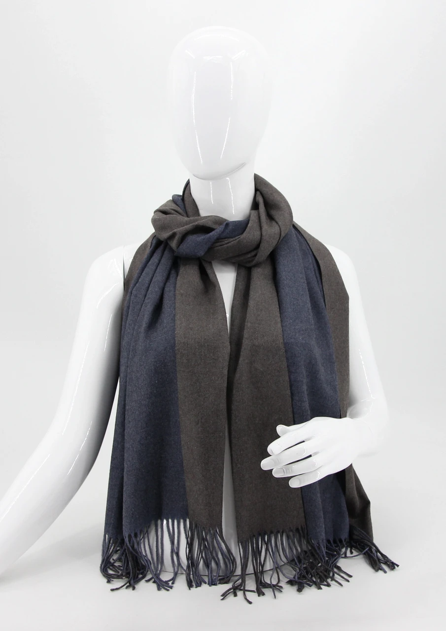 Шарф двосторонній M&JJ ЖЕНЕВА Мокко/темно-синій меланж 65х185 см (8413), фото 1