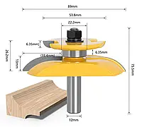 Фреза 7812 для дерева філенкова двостороння хвостовик 12 мм (для філенки дверних рамок)