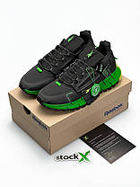 Чоловічі кросівки Reebok Zig Kinetica Edge чорно-зелені термо кросівки в темряві світяться водовідштовхувальні, фото 5