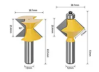Комплект фрез 9542 по дереву для сращивания пара 2 штуки (папа мама) - хвостовик 12мм