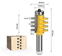 Фреза 9712 по дереву кромочная фигурная для сращивания - микрошип (хвостовик 12мм)