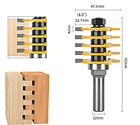 Фреза 9742 по дереву сборная для сращивания - микрошип (хвостовик 12мм)
