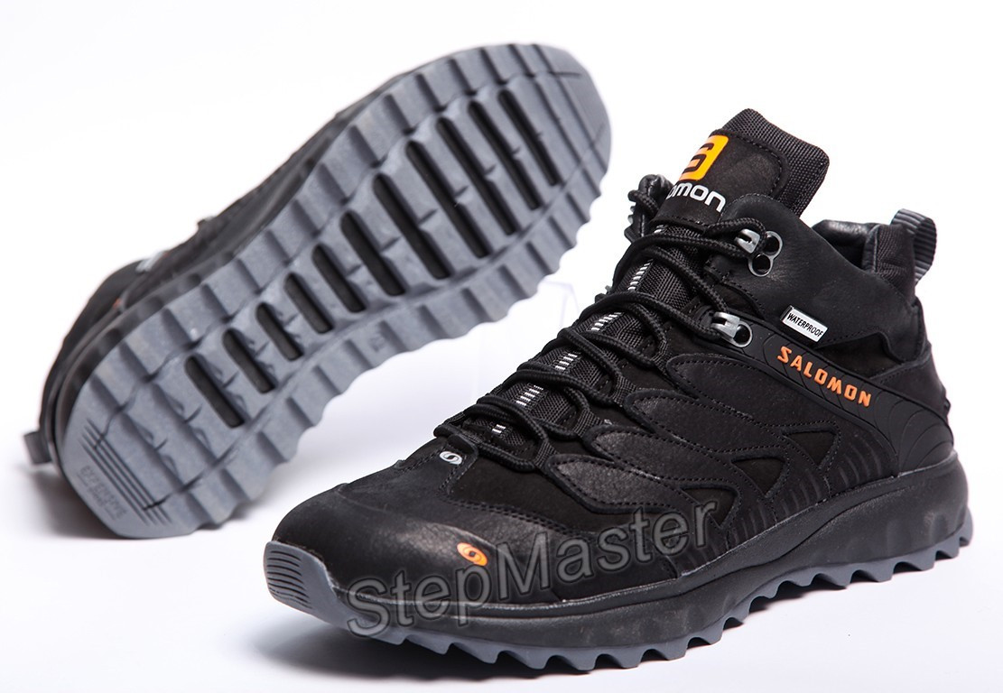 Кросівки шкіряні зимові, черевики спортивні Salomon Dragon Skin Winter Black