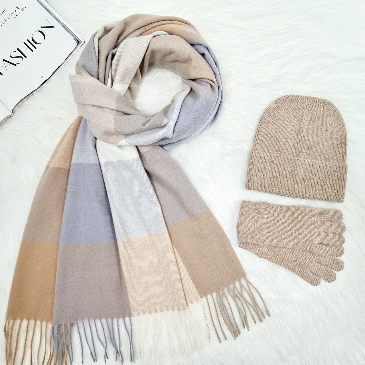 Комплект жіночий зимовий (шапка + шорф + рукавиці) ODYSSEY 56-58 см різнобарвний 13016 — 1291 — 4075, фото 1