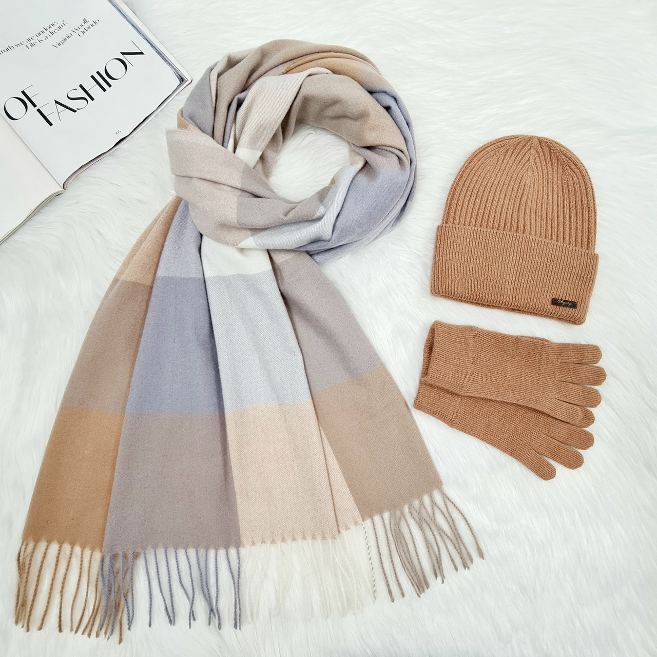 Комплект жіночий зимовий ангора з вовною (шапка+шарф+рукавички) ODYSSEY 56-58 см різнокольоровий 12528 - 1291 - 4069 -ш, фото 1