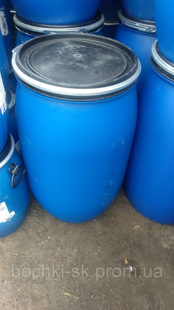 Бочки пластикові б/у 227 л (кришка хомут) (чиста), фото 1