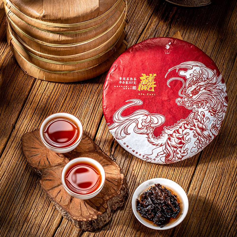 Пуер Шу пресований млинець 2016 357 г Guangyunhao чорний китайський чай