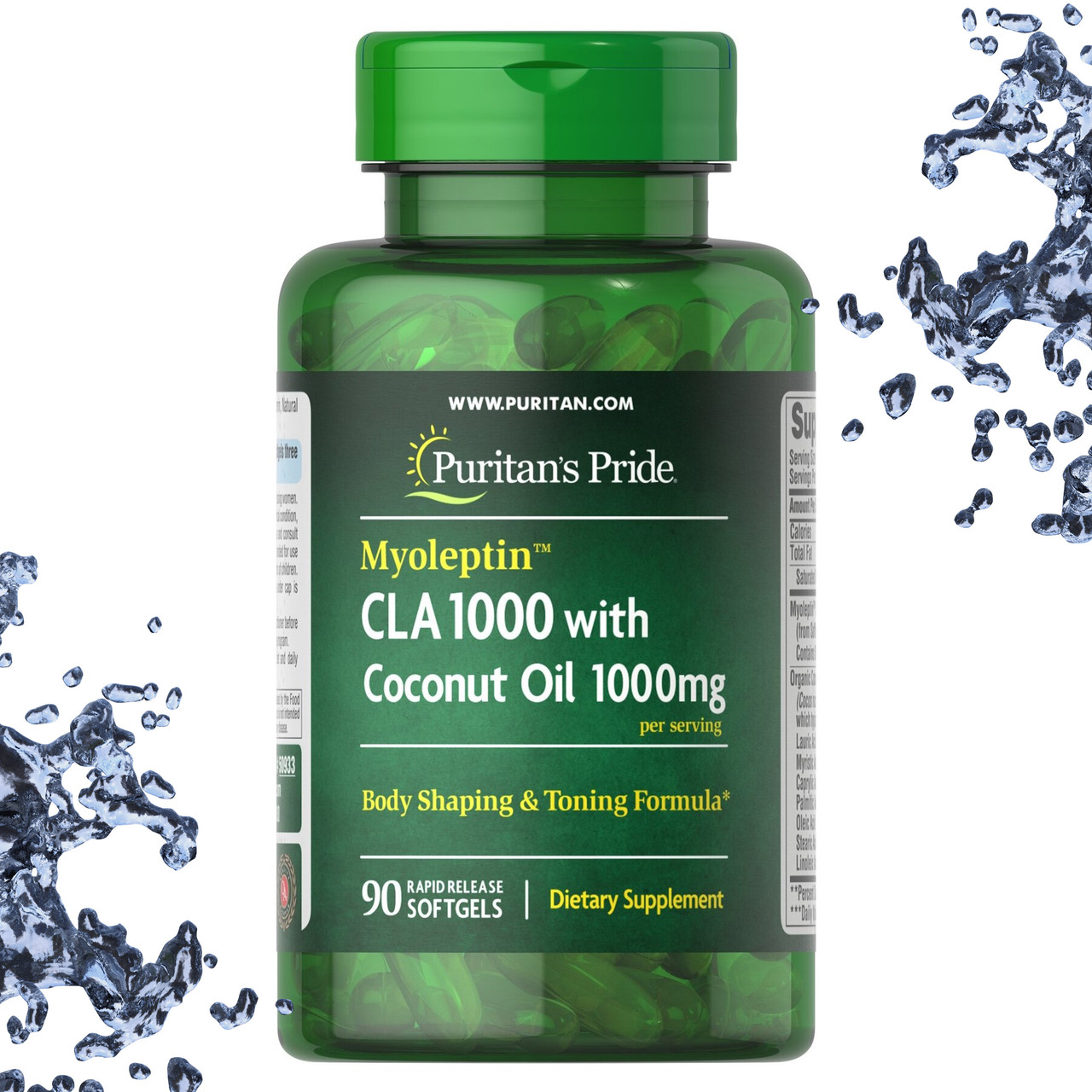 Puritan's Pride CLA 1000 with Coconut Oil 1000 мг на порцію 90 гелевих капсул, фото 1