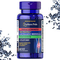 Хондропротектор Puritan's Pride Triple Strength Glucosamine Boswellia + Magnesium with 5-Loxin 60 таблеток