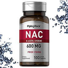 Відхаркуюче Piping Rock NAC N-Acetyl Cysteine 600 мг 100 таблеток (каплетс)