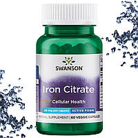 Залізо Цитрат Swanson Iron Citrate 25 мг Cellular Health 60 вегетаріанських капсул