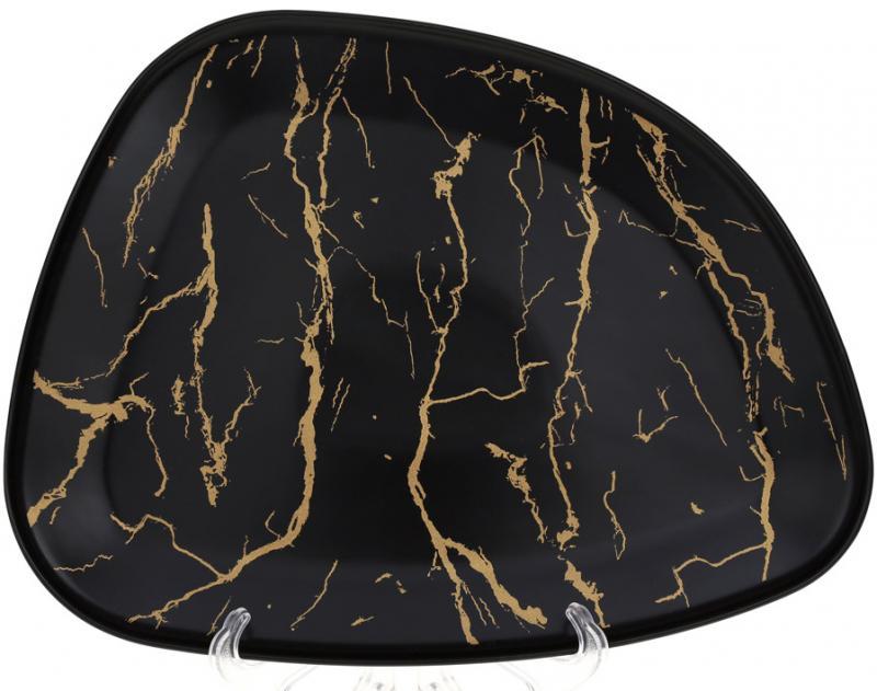 Блюдо порцелянове "Мармурова Розкіш" 30.5х24х2см hotdeal hotdeal  hotdeal  hotdeal  чорний із золотом
