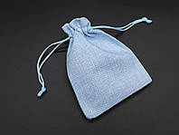 Подарочный мешочек из мешковины на затяжках. Цвет голубой. 17х23см