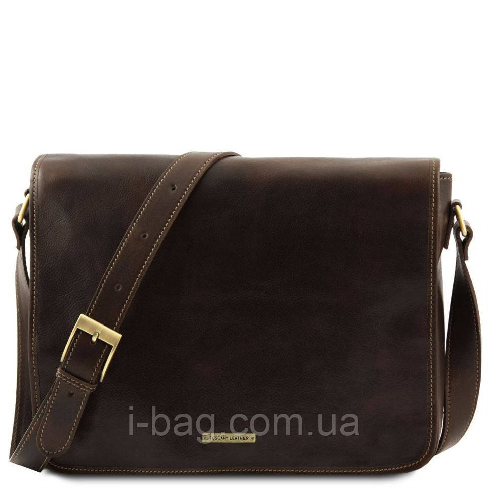 Чоловічий шкіряний месенджер Tuscany Leather Messenger Double TL90475 (Темно-коричневий)