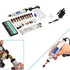 Бормашина гравер міні 18В HILDA JD5202 з комплектом насадок-фрез, фото 2