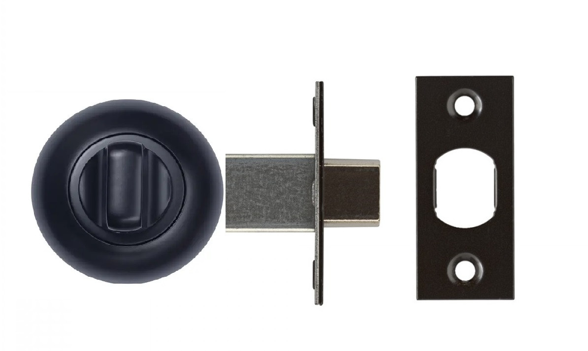 Засувка дверна врізна чорна кругла