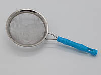 Сито дуршлаг маленькое кухонное круглое нержавейка с пластиковой ручкой Бамбук D 10 cm L 22 cm IKA SHOP