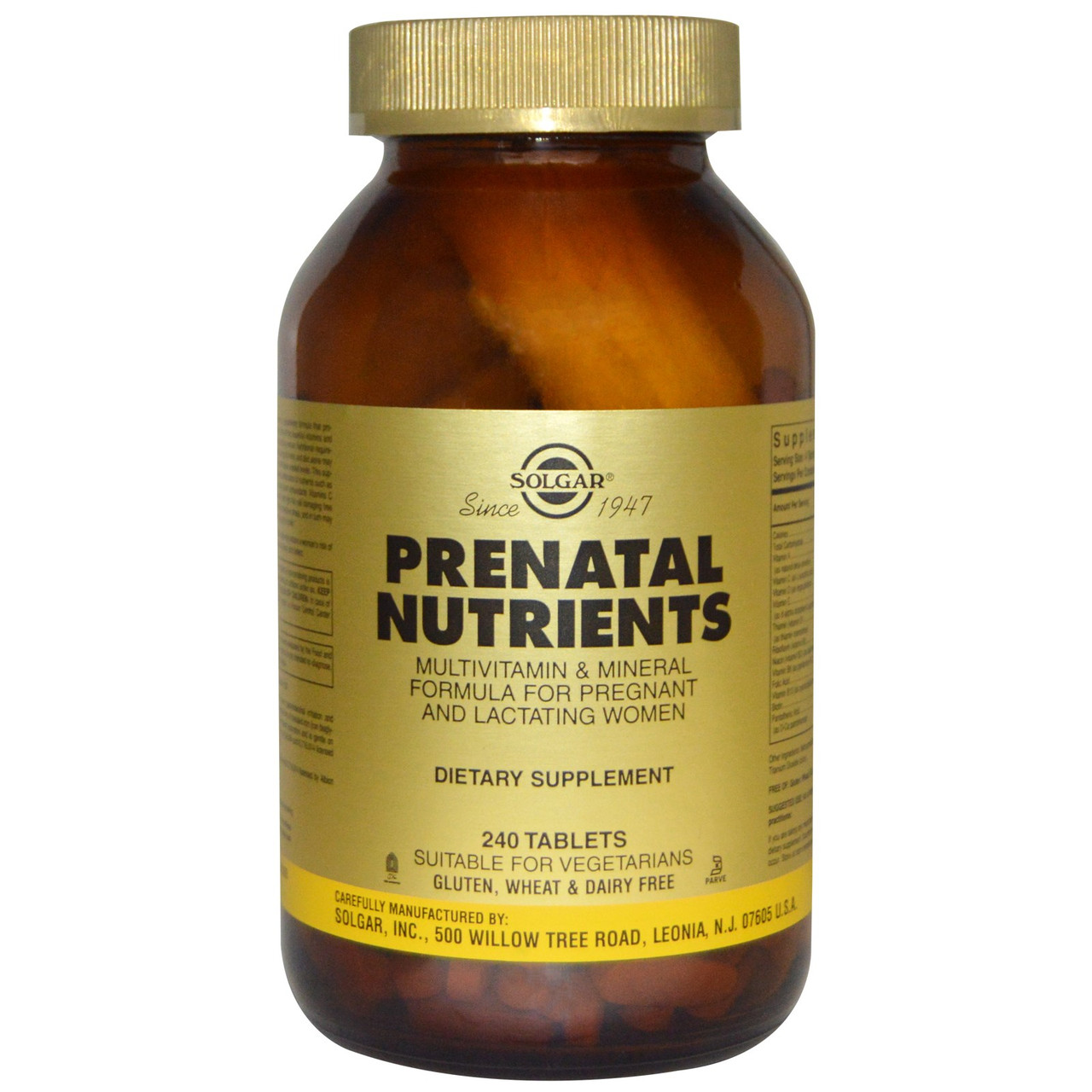 Вітаміни для вагітних Solgar, Prenatal Nutrients, 240 таблеток. Зроблено в США.