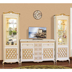 Білі модульні меблі із золотою патиною Ліворно в стилі прованс для вітальні
