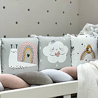 Бортики защита для детской кроватки с косой и простынью Art Design Улитка топ