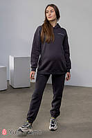 Теплые брюки с начесом для беременных UNO WARM графитовые 46