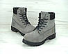 Зимові жіночі черевики Timberland boots Grey (Сірі) Взуття Тімберленд Турція високі зима натуральний нубук хутро утеплені, фото 5