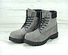 Зимові жіночі черевики Timberland boots Grey (Сірі) Взуття Тімберленд Турція високі зима натуральний нубук хутро утеплені, фото 7