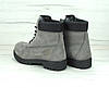 Зимові жіночі черевики Timberland boots Grey (Сірі) Взуття Тімберленд Турція високі зима натуральний нубук хутро утеплені, фото 8