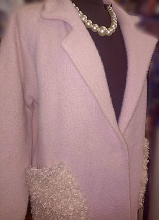 Тепле пальто жіноче з накладними кишенями Dorimodes T2662k Пудровий, фото 2