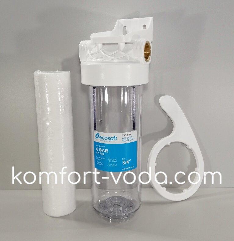 Фільтр механічного очищення Ecosoft 3/4" + картридж (без коробки)