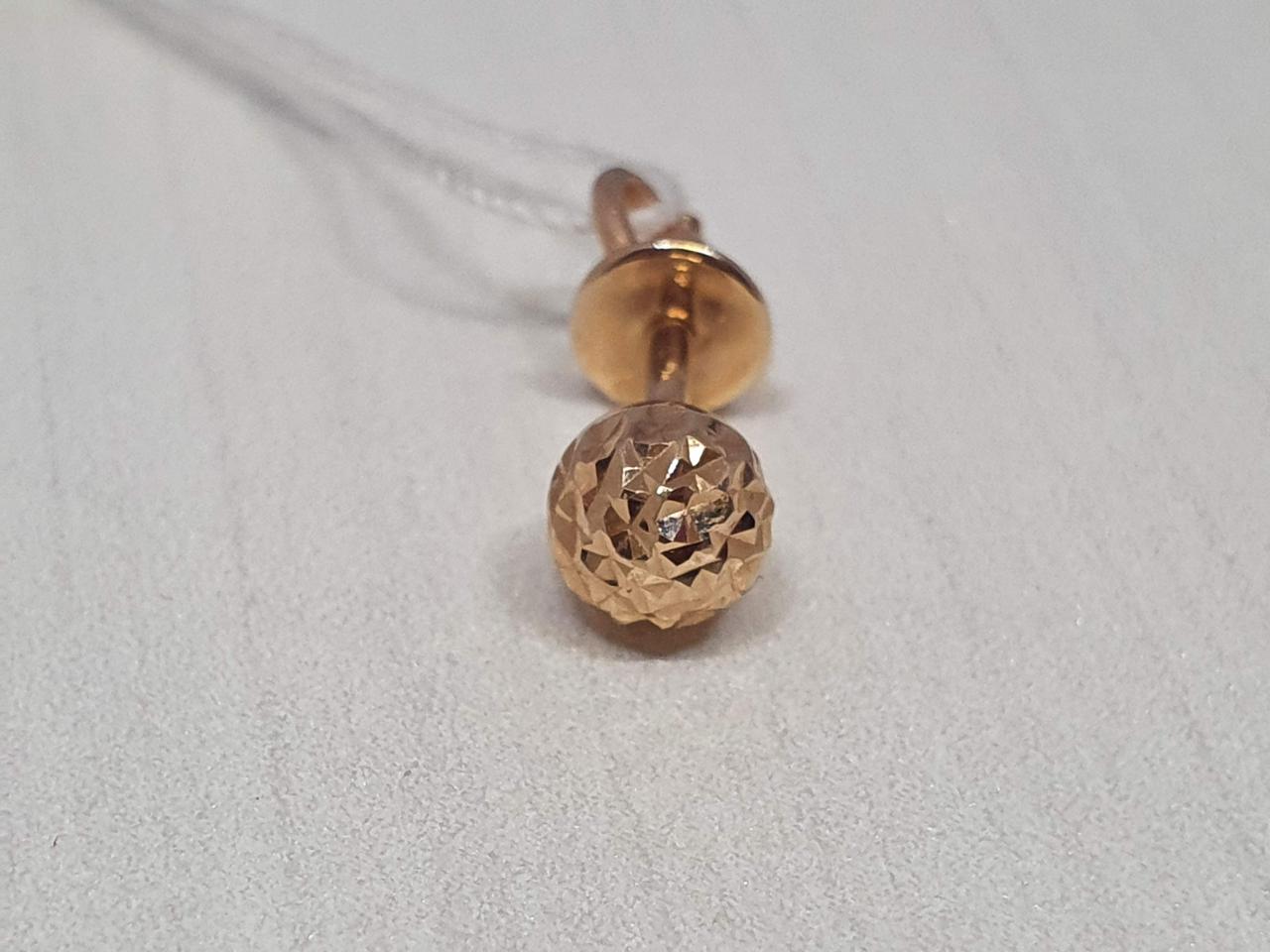 Золота моносережка-пуссета з алмазною гранню. 210115_5/1_А