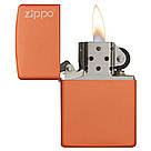 Zippo Classic Orange Matte Zippo Logo 231ZL запальничка тонка матова жовтогаряча, фото 2