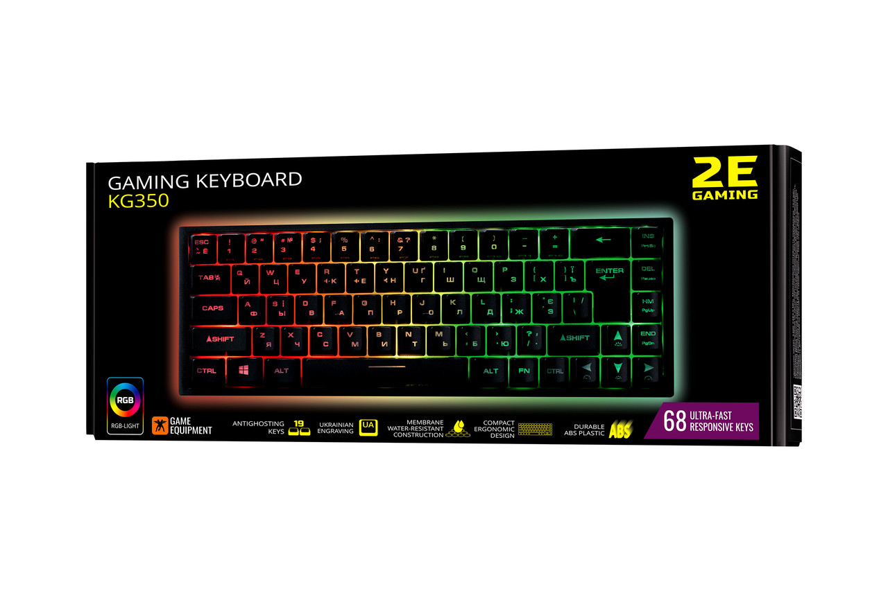 2E Gaming Клавіатура ігрова KG350 RGB 68key USB Black Ukr
