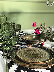 Набір 6 керамічних коричневих тарілок Мушля 21 см