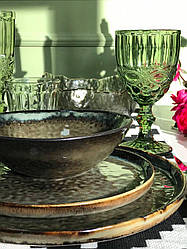 Набір 6 глибоких керамічних піал коричневих Мушля 18 см