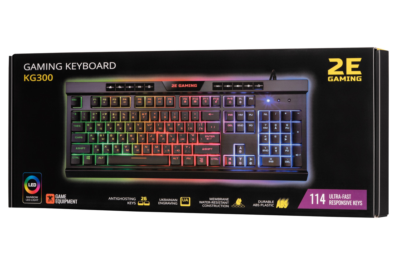 2E Gaming Клавіатура ігрова KG300 LED USB Black Ukr