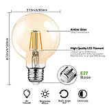 Вінтажна світлодіодна лампа, 400LM 2700K Теплий білий 4 Вт 40 Вт еквівалент лампи розжарювання 4 шт., фото 2