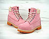 Зимові жіночі черевики Timberland boots Pink (Рожеві) Взуття Тімберленд Індонезія високі зима натуральний нубук хутро утеплені, фото 6