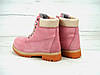 Зимові жіночі черевики Timberland boots Pink (Рожеві) Взуття Тімберленд Індонезія високі зима натуральний нубук хутро утеплені, фото 7